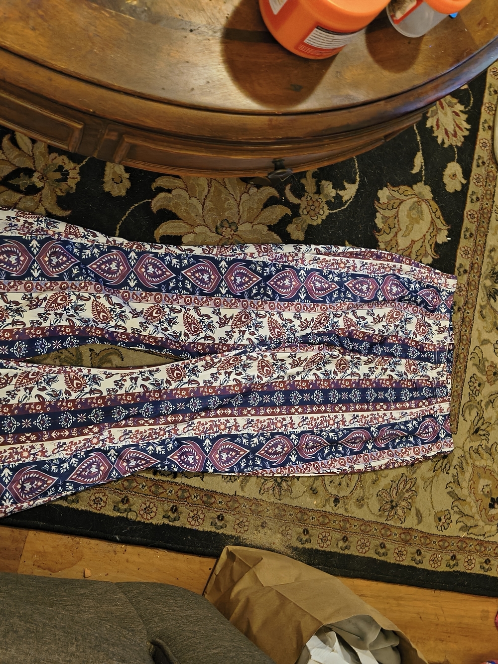 Boho Print Wide Leg Pants in Navy and Burgundy